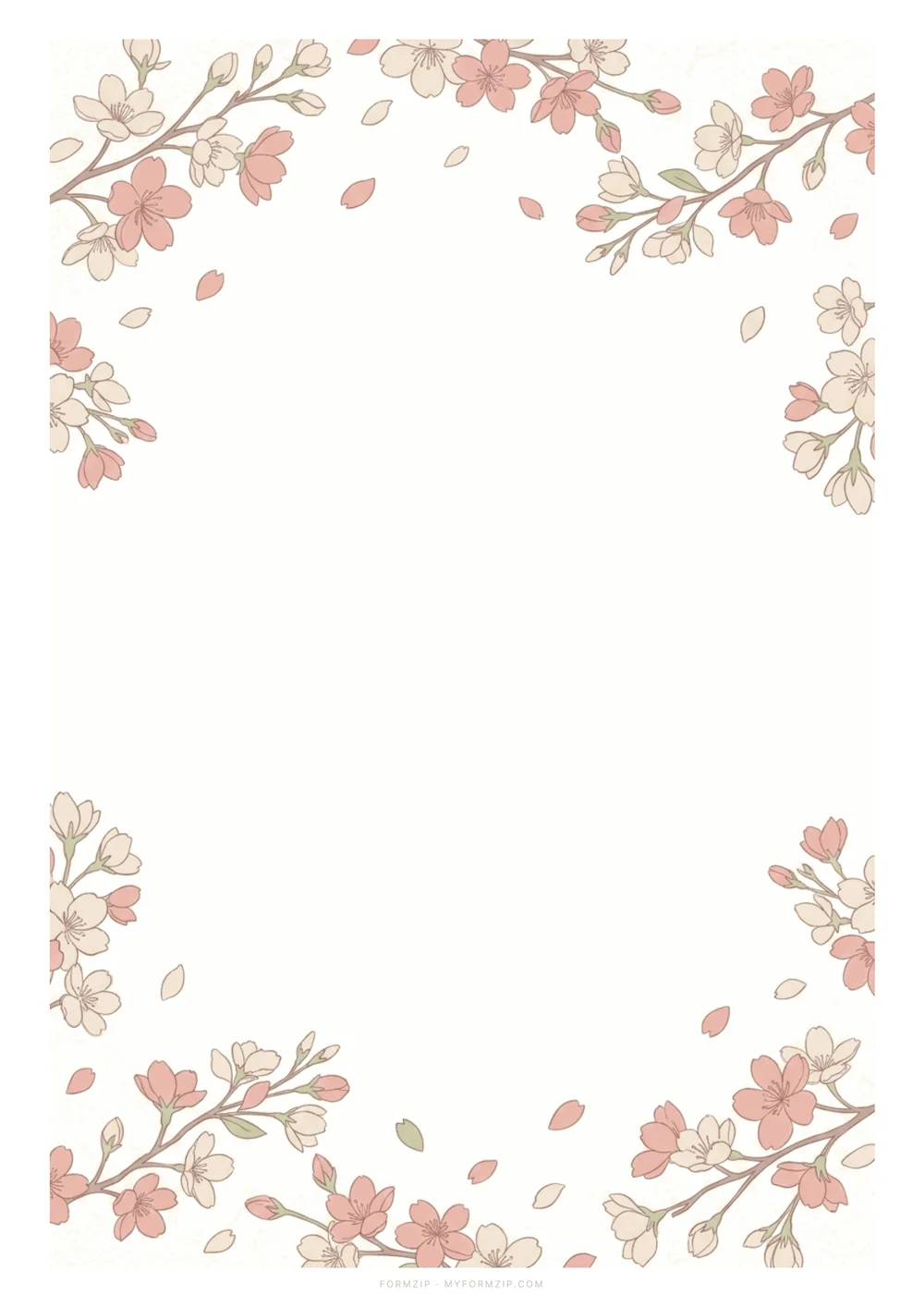 편지지 도안 (손편지·롤링페이퍼) — 봄 벚꽃 — 사방을 감싸는 벚꽃, 가운데는 비어 있는 편지지